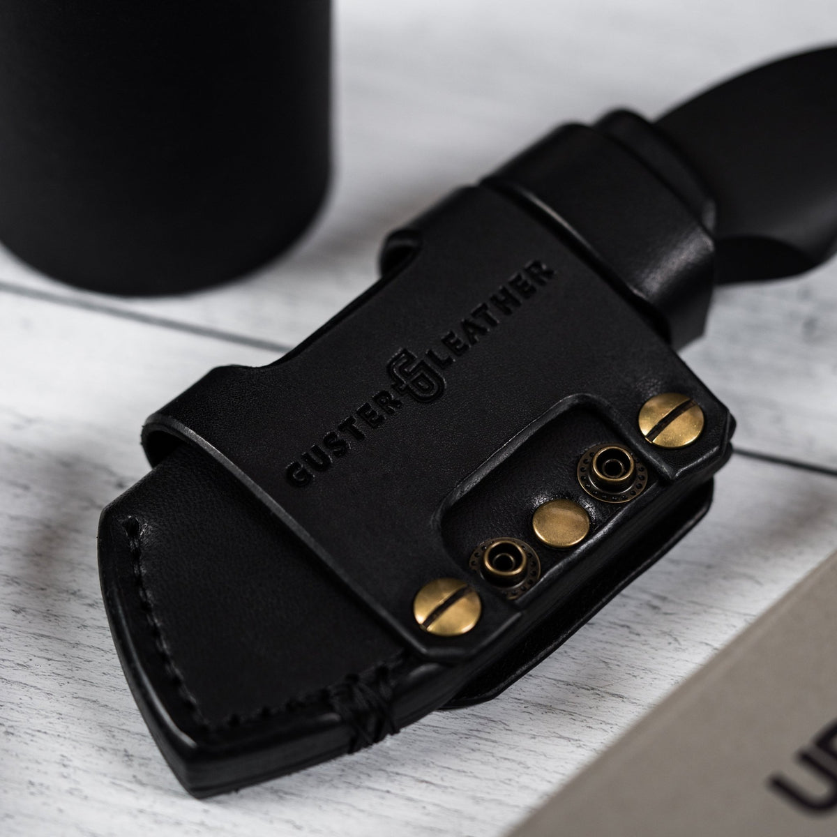 Drop Date (08/19): JSK Mini Cleaver - Damascus & Black Richlite w/ Brass Spacer (Custom) - URBAN EDC®