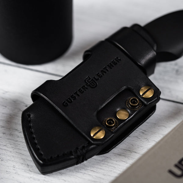 Drop Date (08/19): JSK Mini Cleaver - Damascus & Black Richlite w/ Brass Spacer (Custom) - URBAN EDC®