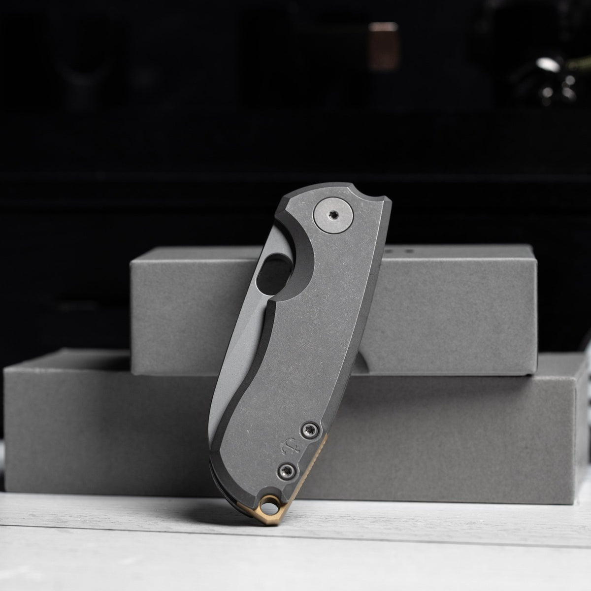 Drop Date (08/19): URBAN Jib - Darkwashed Vanax & Darkwashed Titanium Linerlock w/ Bronze Backspacer - URBAN EDC®