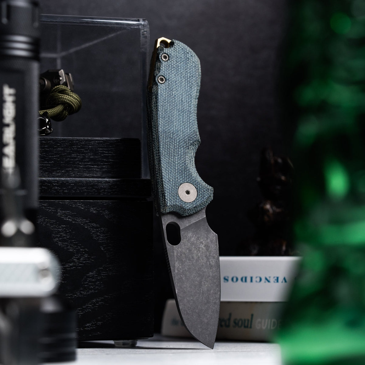 Drop Date (08/26): URBAN Jib - Acid-Etched Vanax & Blue Denim Micarta Linerlock w/ Bronze Backspacer - URBAN EDC®