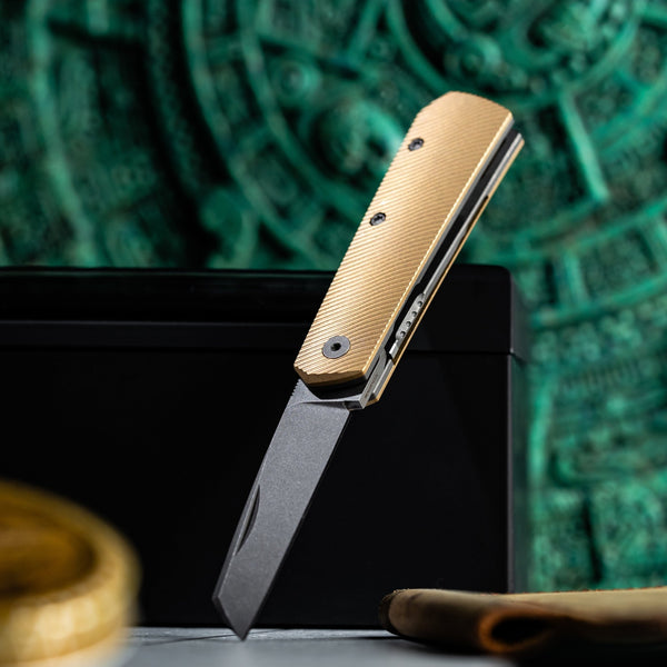Drop Date (08/27): URBAN Straighthawk - Darkwashed Magnacut & Stonewashed Brass w/ Micro Milling - URBAN EDC®