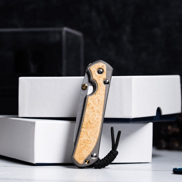 Drop Date (09/02): Chris Reeve Large Sebenza 31 - Insingo Magnacut & Glass Blasted Titanium w/ Box Elder Inlay - URBAN EDC®