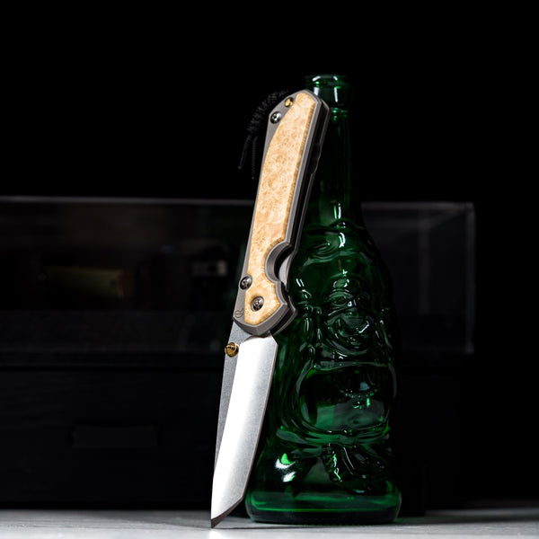 Drop Date (09/09): Chris Reeve Large Sebenza 31 - Tanto Magnacut & Glass Blasted Titanium w/ Box Elder Inlay - URBAN EDC®