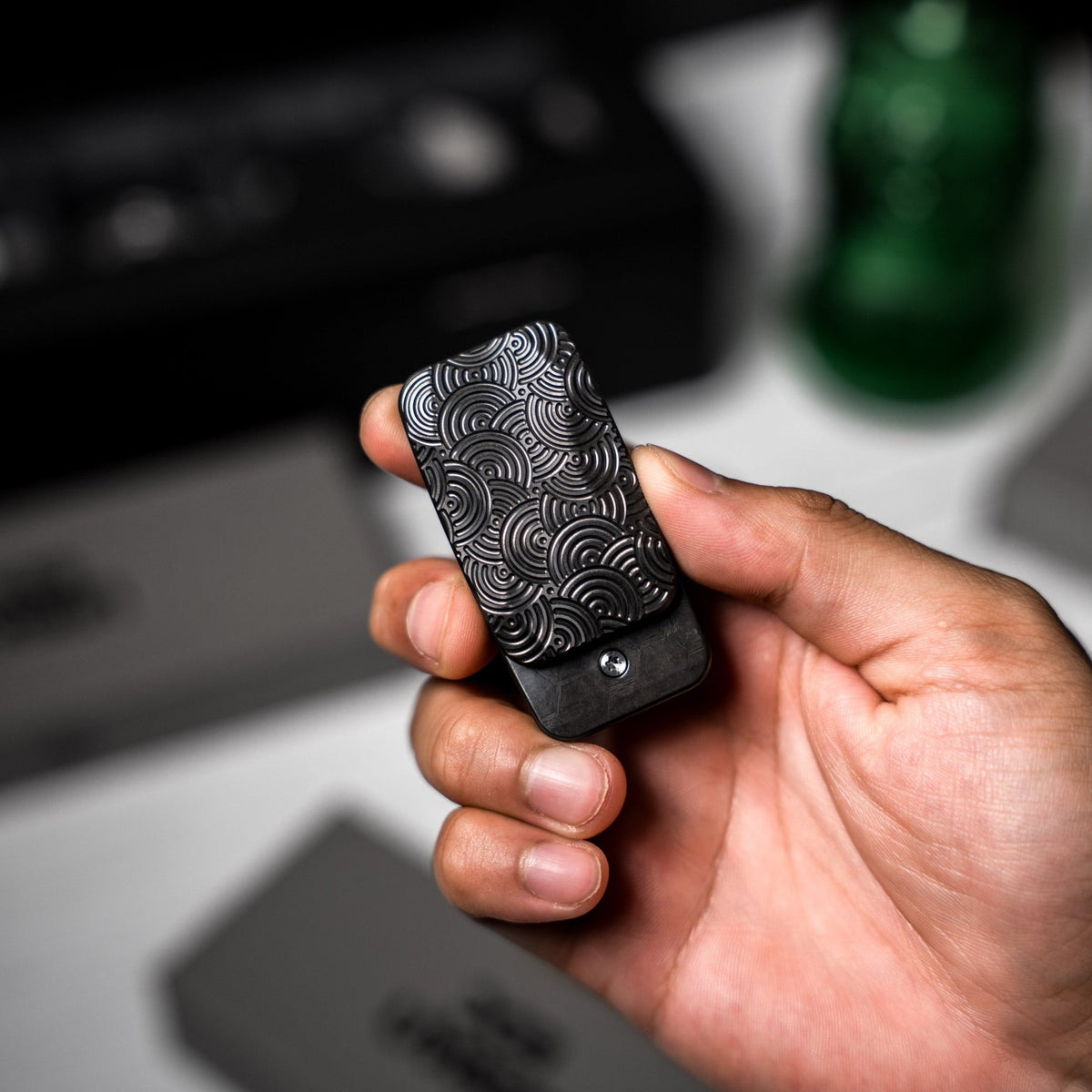 Drop Date (09/09): Magnus x URBAN Squashed Toad Fidget Slider - Blackout Zirconium w/ Chaos Seigaiha™ & Zirc X-Plate - URBAN EDC®