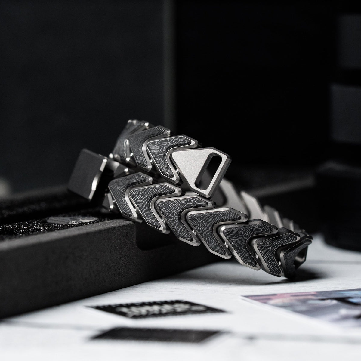 Drop Date (09/23): Tomas Makes Vector Bracelet - Zirblast Titanium w/ Space Coral Stainless Carbon Fiber (Custom) - URBAN EDC®