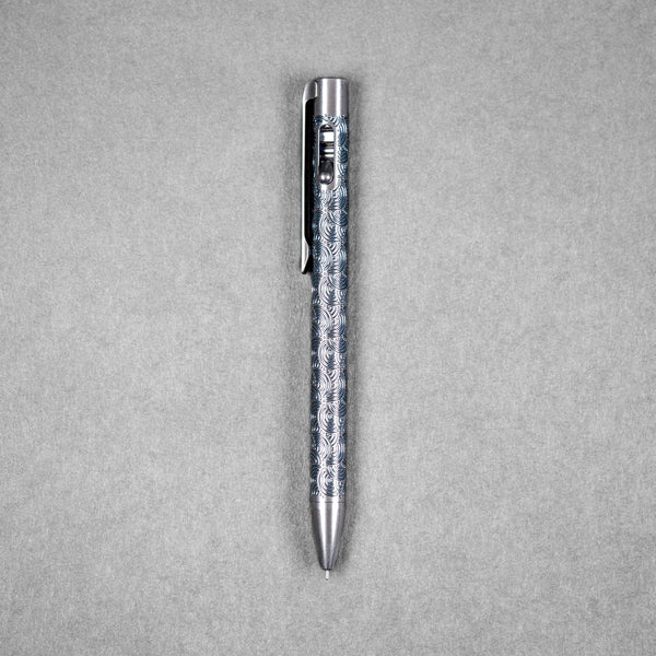 Drop Date (09/30): Magnus x URBAN Titanium ClickShift™ Pen - Matte Titanium w/ Blue Ti Chaos Seigaiha™ - URBAN EDC®