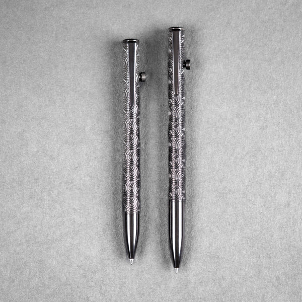 Drop Date (09/30): Q3D x URBAN Bolt Action Pen - Full Polished Zirconium & Machined Clip w/ Chaos Seigaiha™ - URBAN EDC®