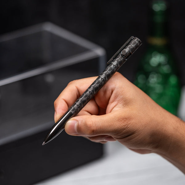 Drop Date (09/30): Q3D x URBAN Bolt Action Pen - Full Polished Zirconium & Machined Clip w/ Chaos Seigaiha™ - URBAN EDC®