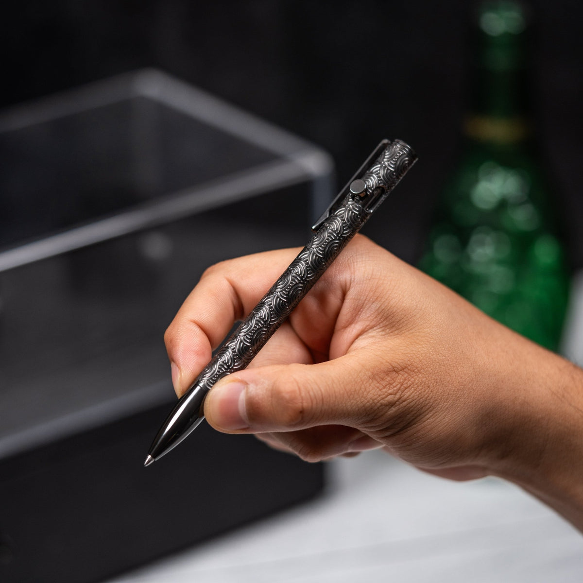Drop Date (09/30): Q3D x URBAN Bolt Action Pen - Full Polished Zirconium & Machined Clip w/ Chaos Seigaiha™ - URBAN EDC®