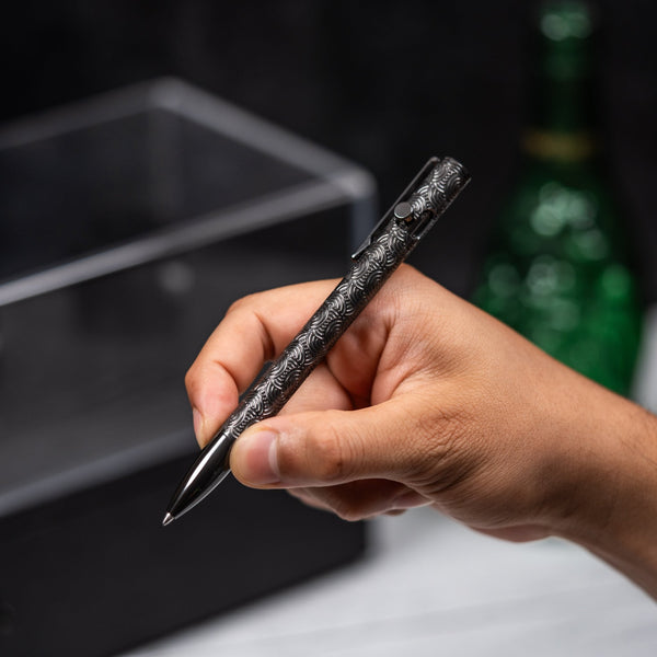 Drop Date (09/30): Q3D x URBAN Bolt Action Pen - Full Polished Zirconium & Machined Clip w/ Chaos Seigaiha™ - URBAN EDC®