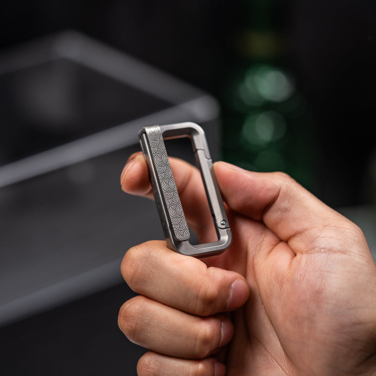 Drop Date (10/07): Blank Forces x URBAN HyperLink Micro Carabiner - Titanium w/ Chaos Seigaiha™ - URBAN EDC®