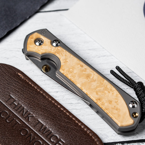 Drop Date (10/07): Chris Reeve Large Sebenza 31 - Drop Point Magnacut & Glass Blasted Titanium w/ Box Elder Inlay - URBAN EDC®