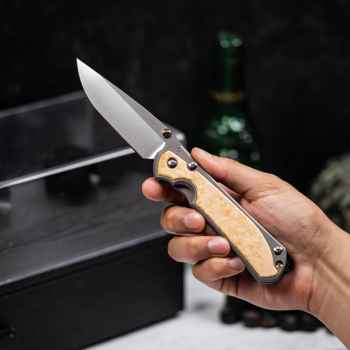 Drop Date (10/07): Chris Reeve Large Sebenza 31 - Drop Point Magnacut & Glass Blasted Titanium w/ Box Elder Inlay - URBAN EDC®