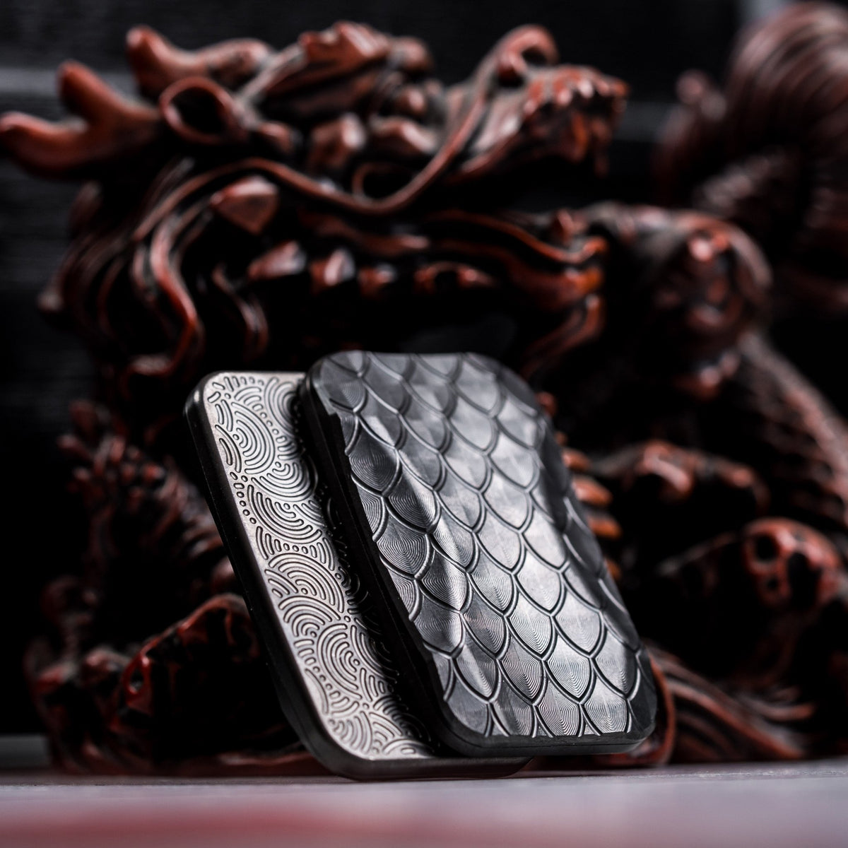 Drop Date (10/07): Magnus x URBAN Toad 'Super Dragon' Fidget Slider - Blackout Zirconium & Zirc Plates w/ Chaos Seigaiha™ - URBAN EDC®