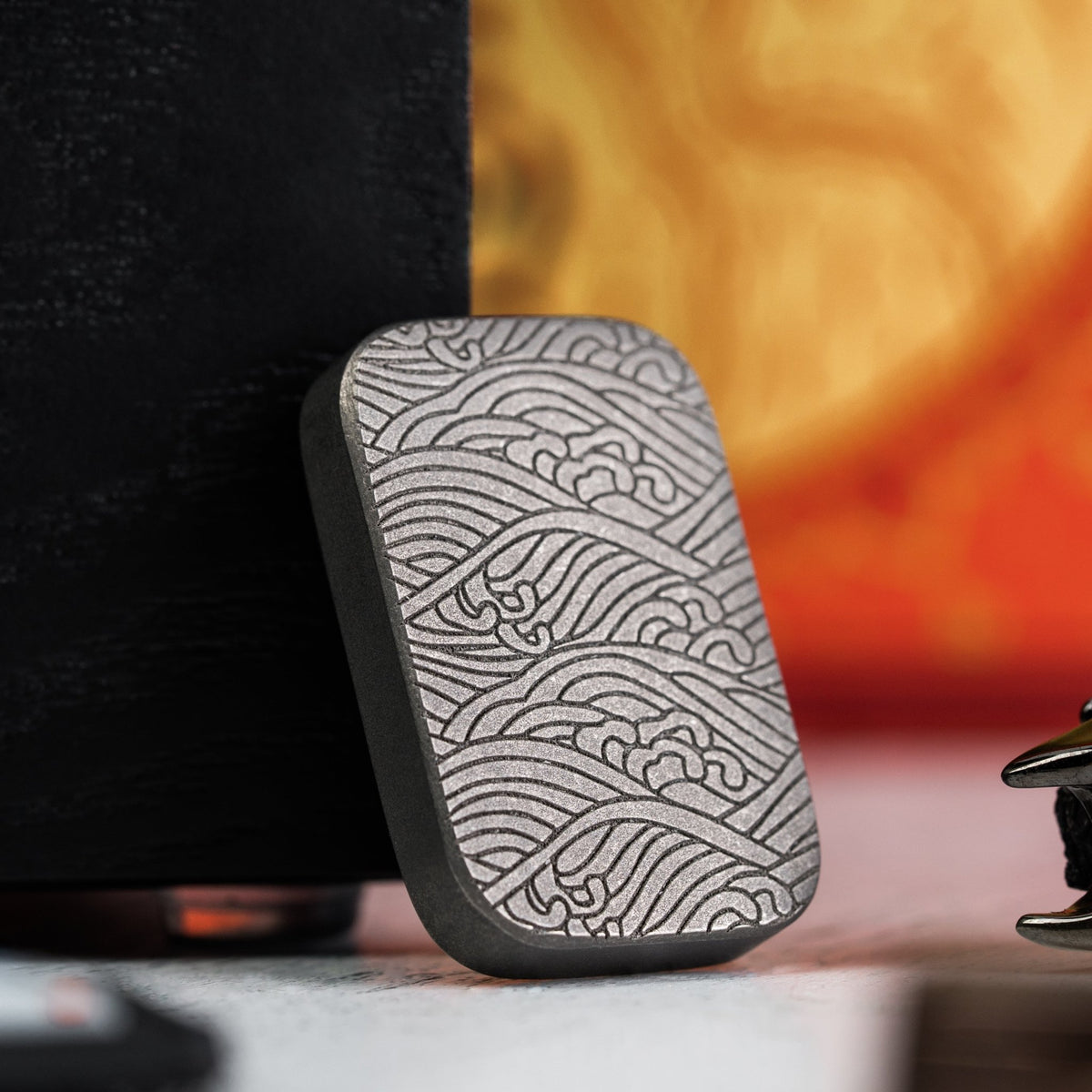 Drop Date (10/22): Ben Krein x URBAN Worry Stone - Aged Titanium Seigaiha - URBAN EDC®