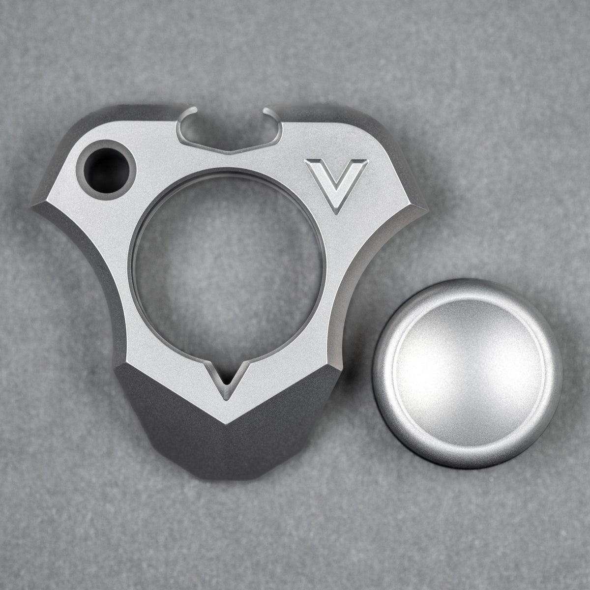 EDC - V Megalodon Bottle Opener - Blasted Stainless Steel w/ Blasted SS Button - URBAN EDC®