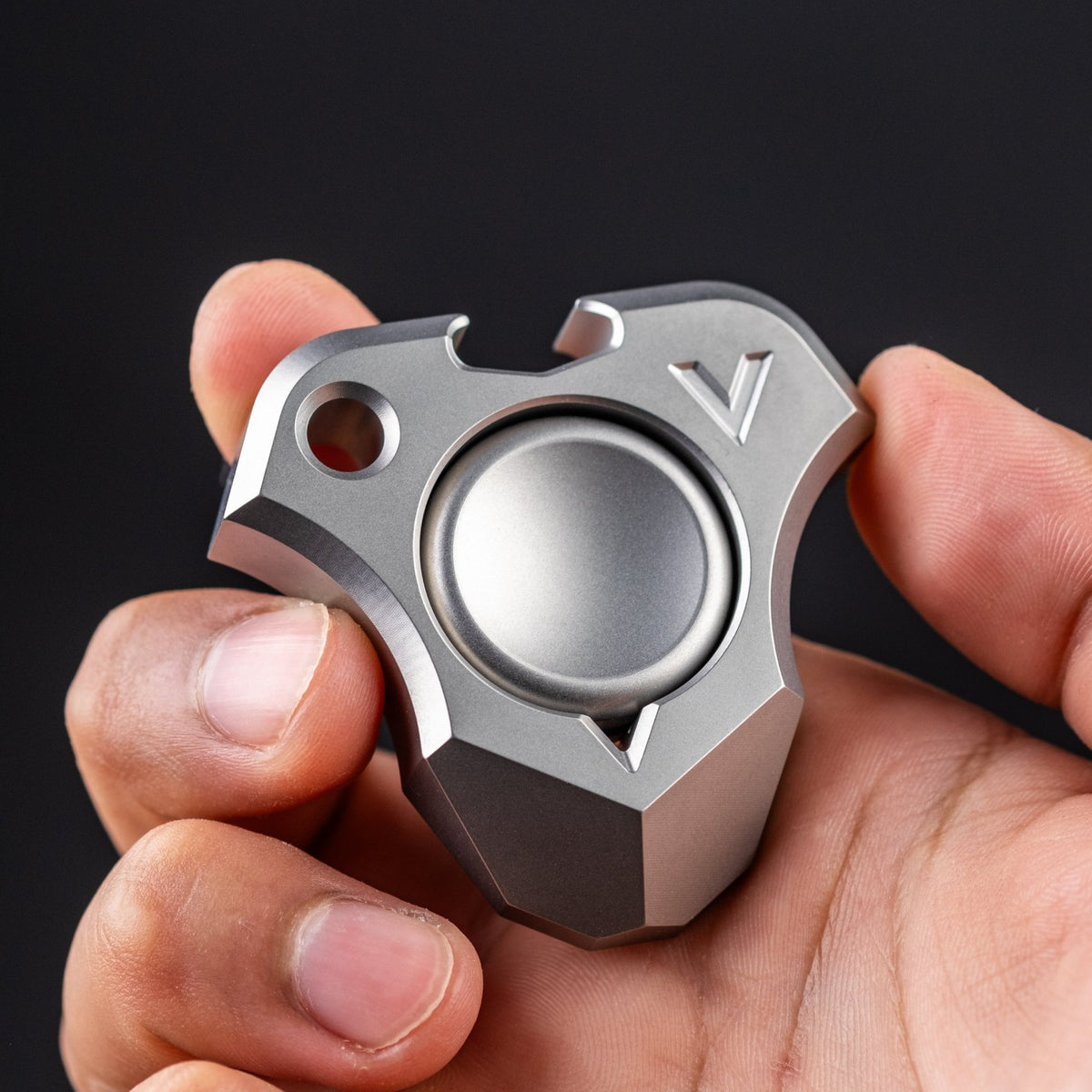 EDC - V Megalodon Bottle Opener - Blasted Stainless Steel w/ Blasted SS Button - URBAN EDC®