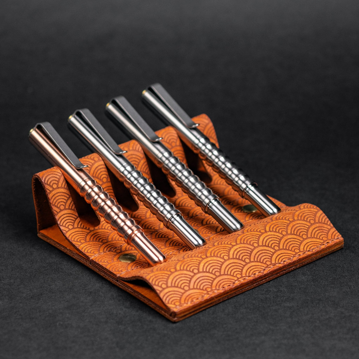 EL Mercantile Leather Pen Valet - Seigaiha Tan (Custom) - URBAN EDC®