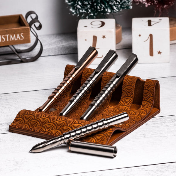 EL Mercantile Leather Pen Valet - Seigaiha Tan (Custom) - URBAN EDC®
