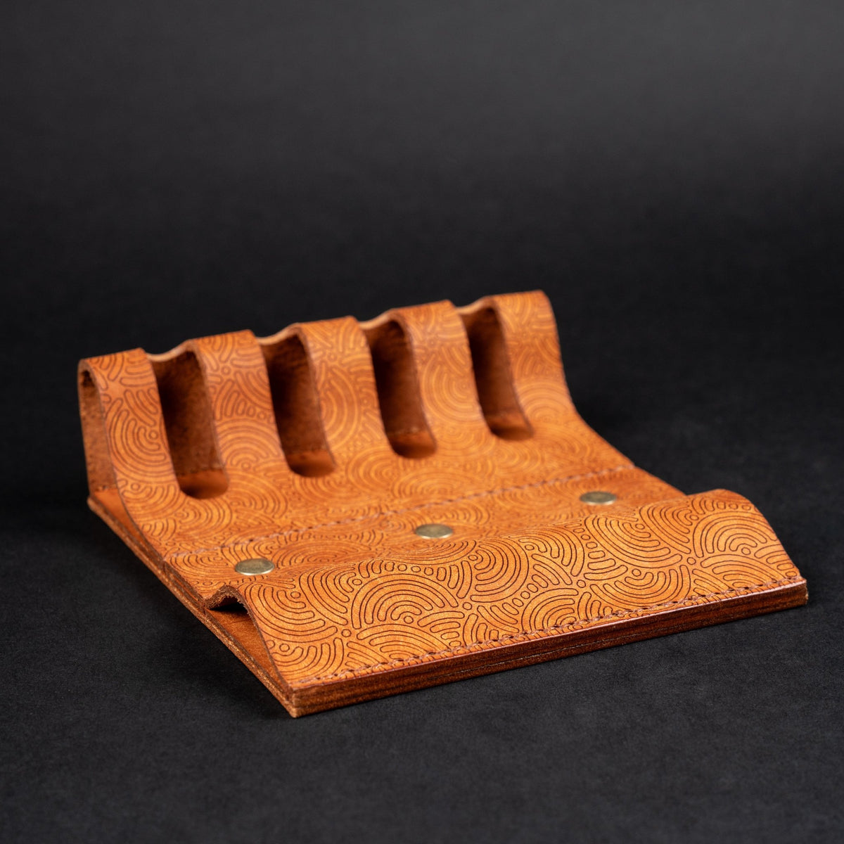 EL Mercantile x URBAN Leather Pen Valet - Burnt Orange Chaos Seigaiha™ (Custom) - URBAN EDC®