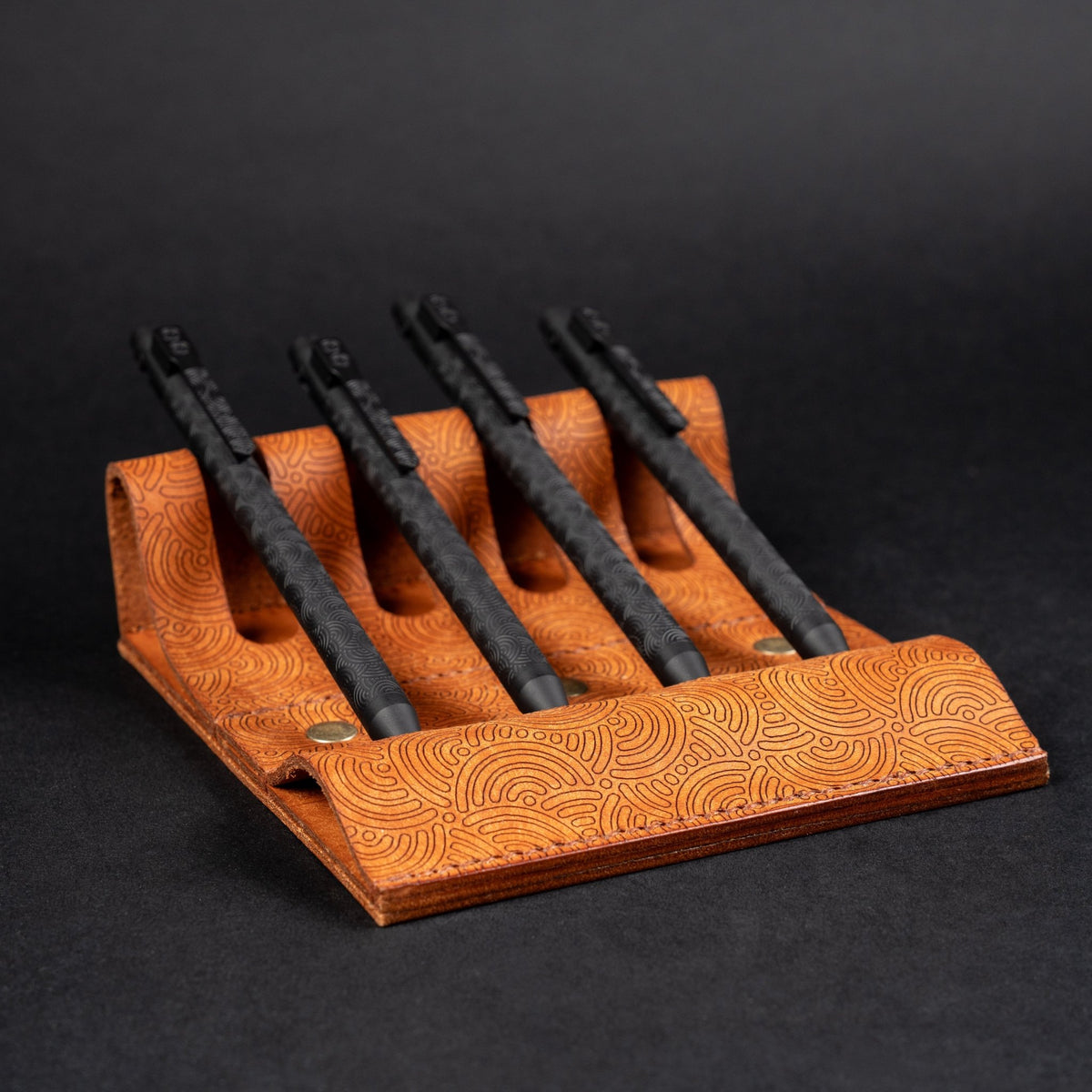 EL Mercantile x URBAN Leather Pen Valet - Burnt Orange Chaos Seigaiha™ (Custom) - URBAN EDC®