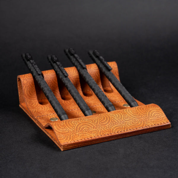 EL Mercantile x URBAN Leather Pen Valet - Burnt Orange Chaos Seigaiha™ (Custom) - URBAN EDC®