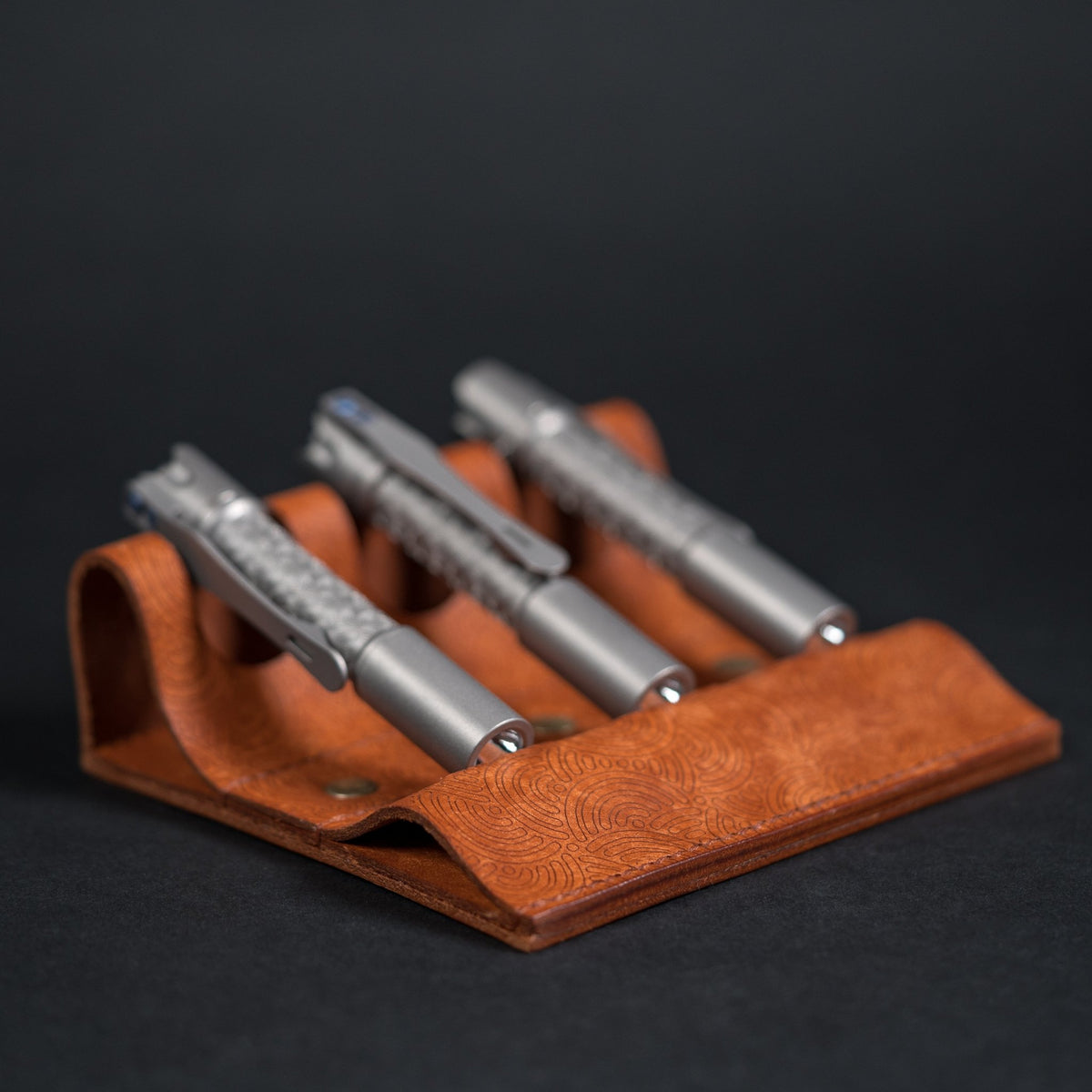 EL Mercantile x URBAN Leather Torch Valet - Tan Chaos Seigaiha™ (Custom) - URBAN EDC®