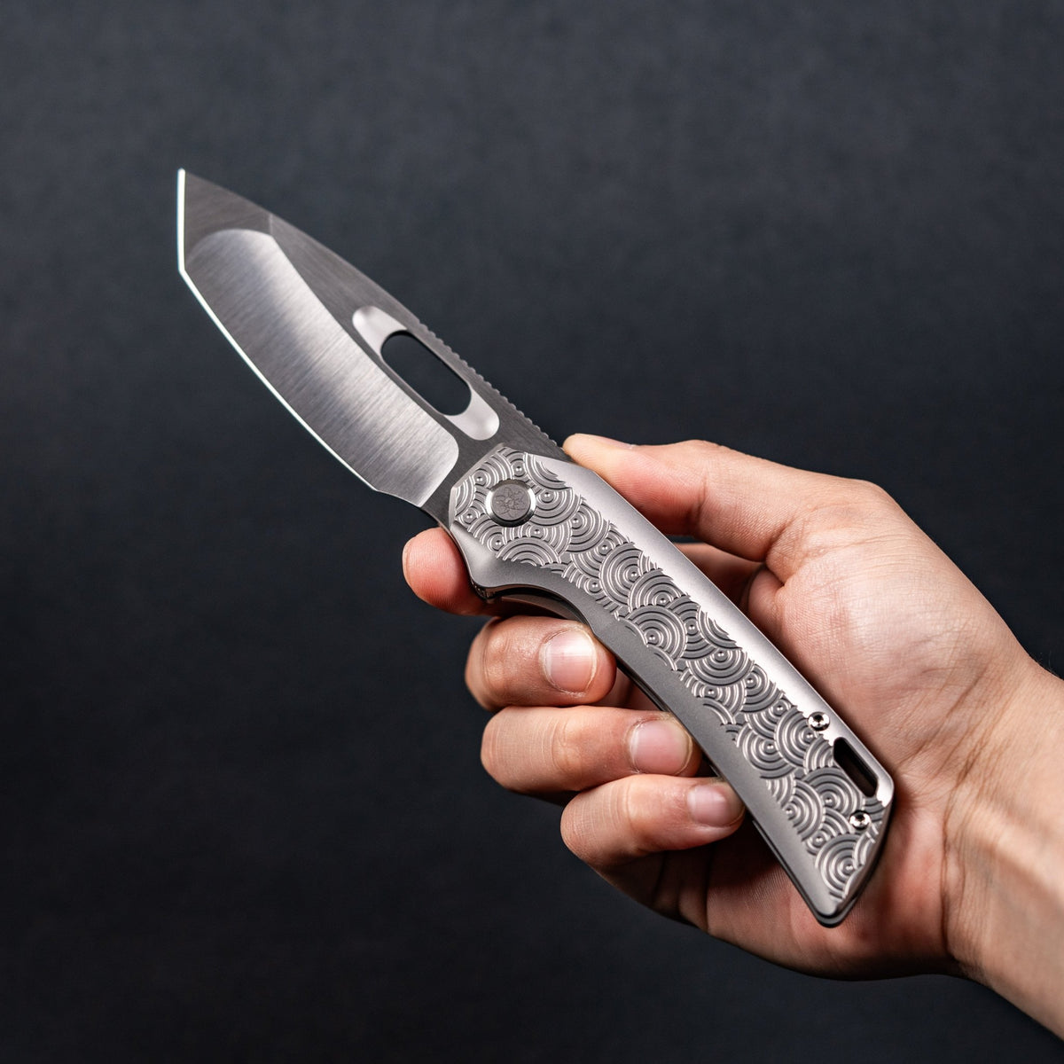 EMP EDC x URBAN Nymble XT - Belt Satin Magnacut & Bead Blasted Ti w/ Chaos Seigaiha™ - URBAN EDC®