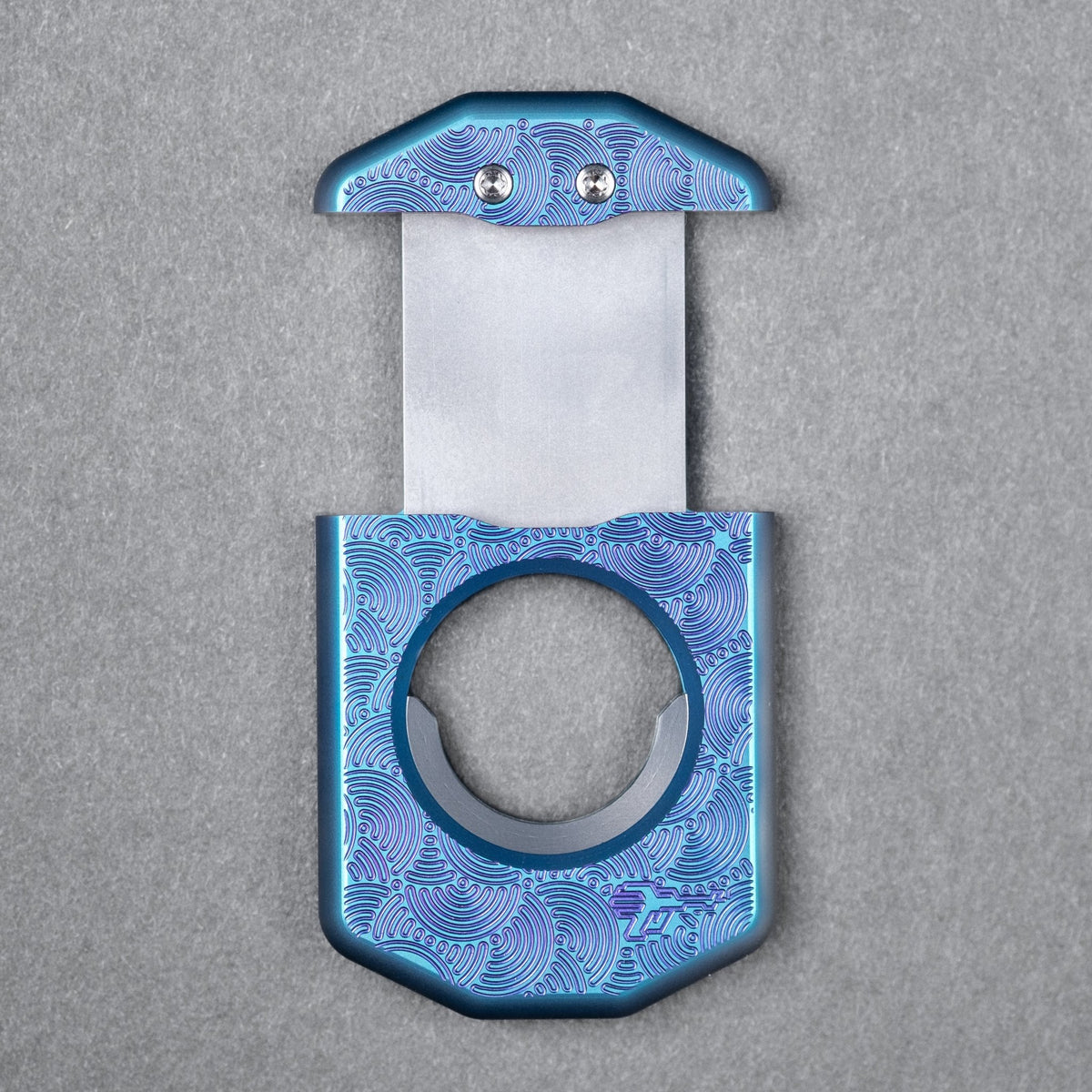 Griffworx x URBAN Scarab Cigar Cutter - Blue Purple Titanium Chaos Seigaiha - URBAN EDC®