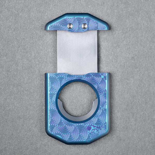 Griffworx x URBAN Scarab Cigar Cutter - Blue Purple Titanium Chaos Seigaiha - URBAN EDC®