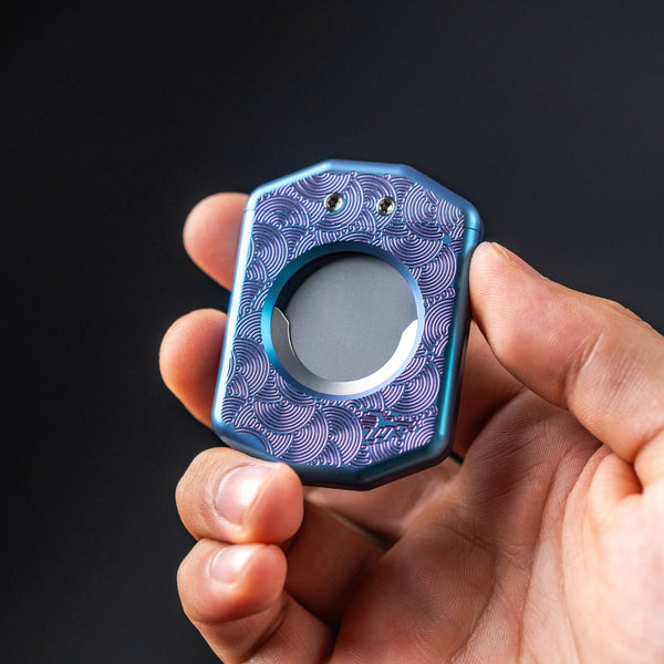 Griffworx x URBAN Scarab Cigar Cutter - Blue Purple Titanium Chaos Seigaiha - URBAN EDC®