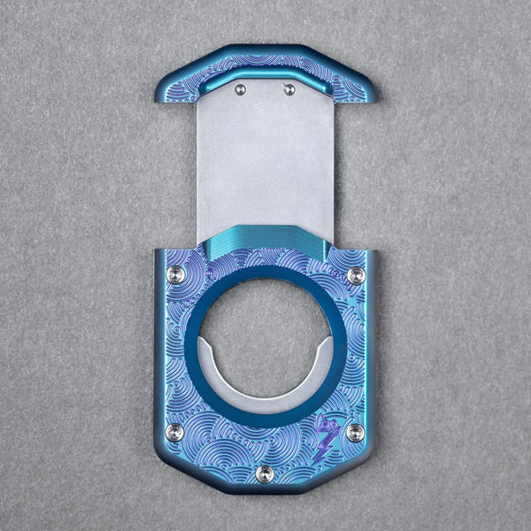 Griffworx x URBAN Scarab Cigar Cutter - Blue Purple Titanium Chaos Seigaiha - URBAN EDC®