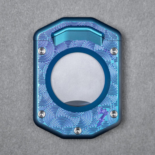 Griffworx x URBAN Scarab Cigar Cutter - Blue Purple Titanium Chaos Seigaiha - URBAN EDC®