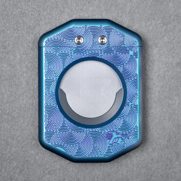 Griffworx x URBAN Scarab Cigar Cutter - Blue Purple Titanium Chaos Seigaiha - URBAN EDC®