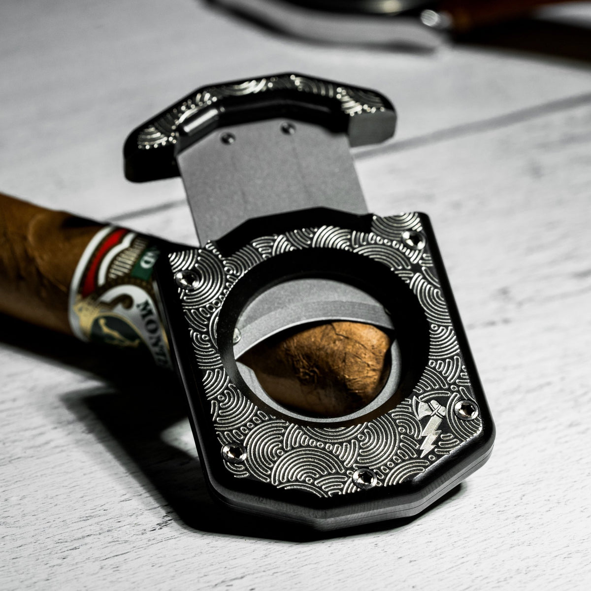 Griffworx x URBAN Scarab Cigar Cutter - Zirconium Chaos Seigaiha - URBAN EDC®