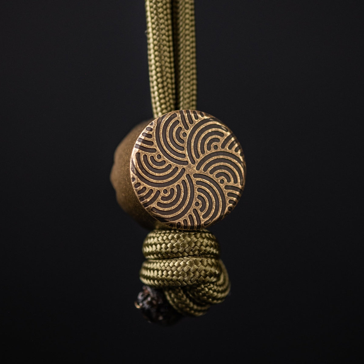 JRW Gear x URBAN Curator Lanyard Bead - Aged Brass w/ Chaos Seigaiha - URBAN EDC®