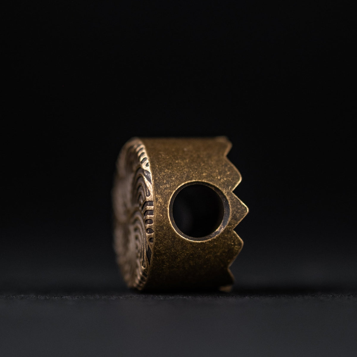 JRW Gear x URBAN Curator Lanyard Bead - Aged Brass w/ Chaos Seigaiha - URBAN EDC®