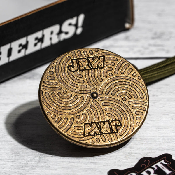 JRW Gear x URBAN Judge Bottle Opener Spinner - Aged Brass w/ Chaos Seigaiha - URBAN EDC®