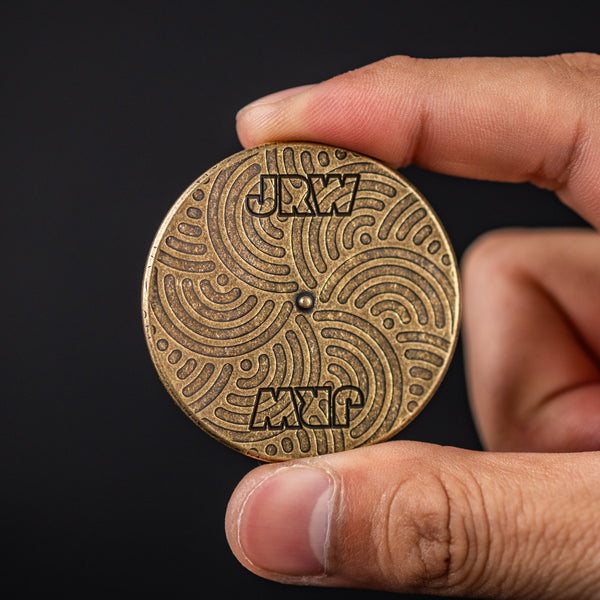 JRW Gear x URBAN Judge Bottle Opener Spinner - Aged Brass w/ Chaos Seigaiha - URBAN EDC®