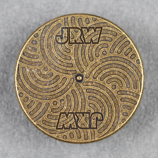 JRW Gear x URBAN Judge Bottle Opener Spinner - Aged Brass w/ Chaos Seigaiha - URBAN EDC®