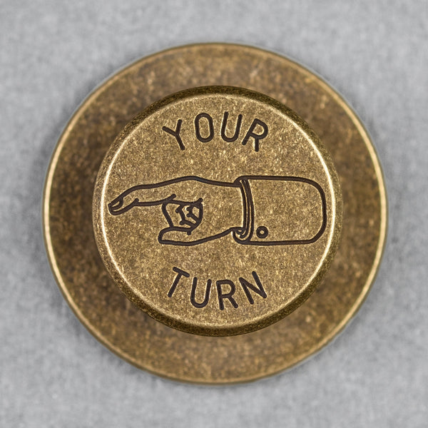 JRW Gear x URBAN Judge Bottle Opener Spinner - Aged Brass w/ Chaos Seigaiha - URBAN EDC®