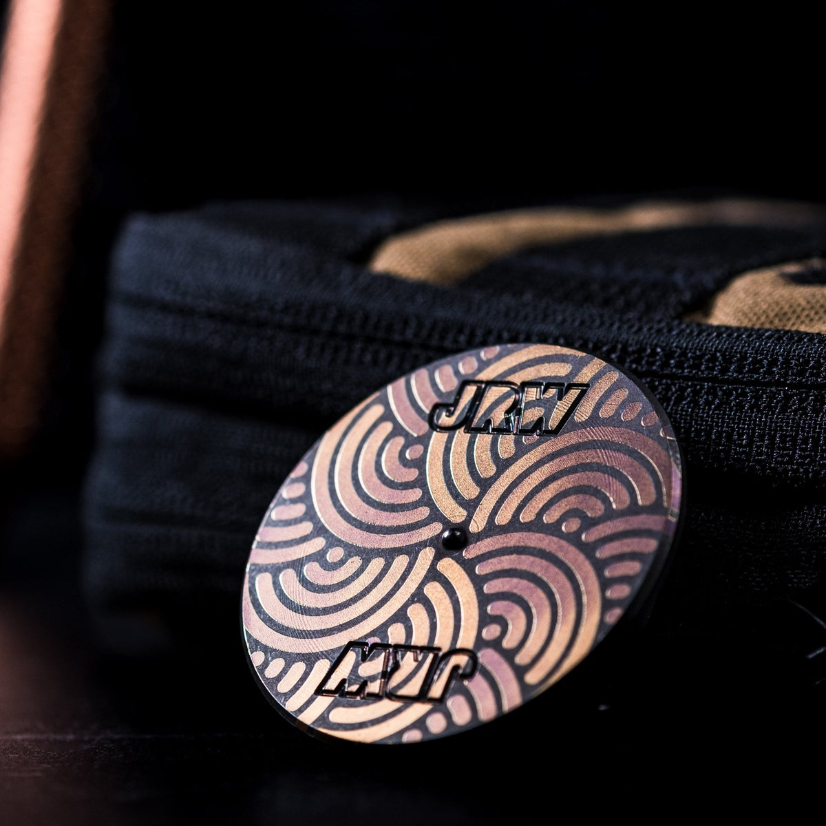 JRW Gear x URBAN Judge Bottle Opener Spinner - Chaos Seigaiha Blackened Stainless Steel - URBAN EDC®