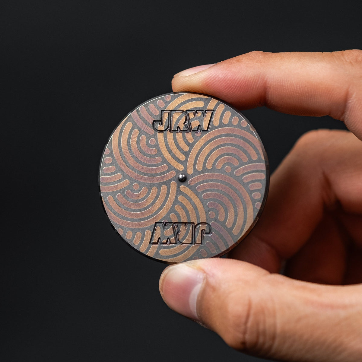 JRW Gear x URBAN Judge Bottle Opener Spinner - Chaos Seigaiha Blackened Stainless Steel - URBAN EDC®