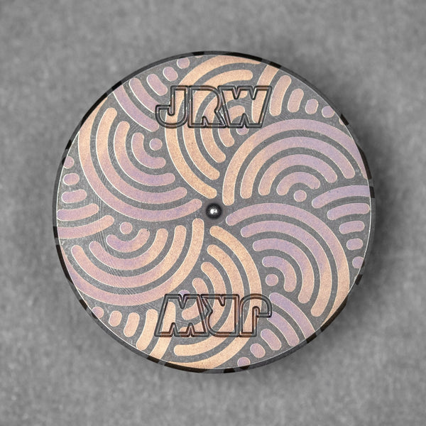 JRW Gear x URBAN Judge Bottle Opener Spinner - Chaos Seigaiha Blackened Stainless Steel - URBAN EDC®