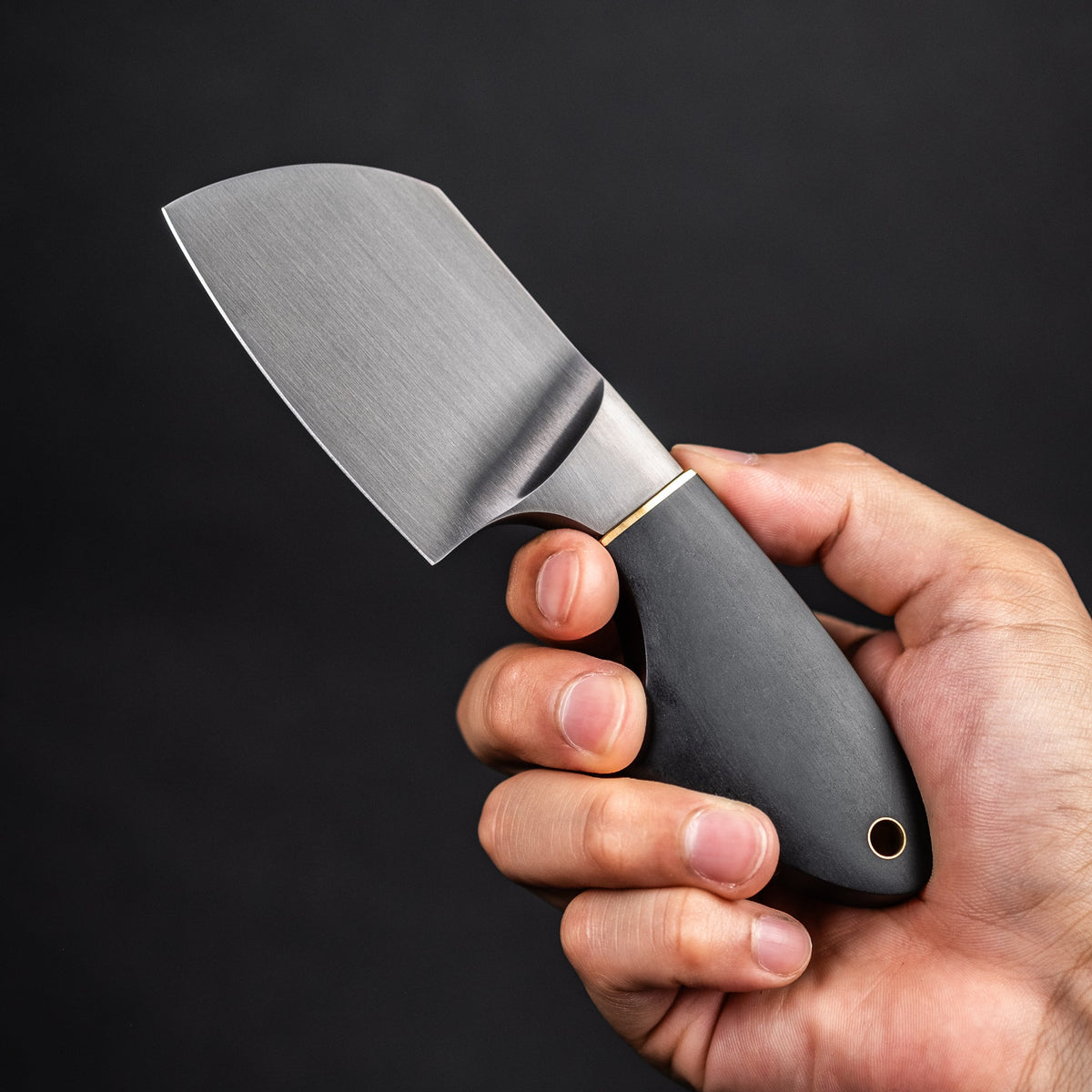 JSK Mini Cleaver - Black Richlite & Brass Spacer (Custom) - URBAN EDC®