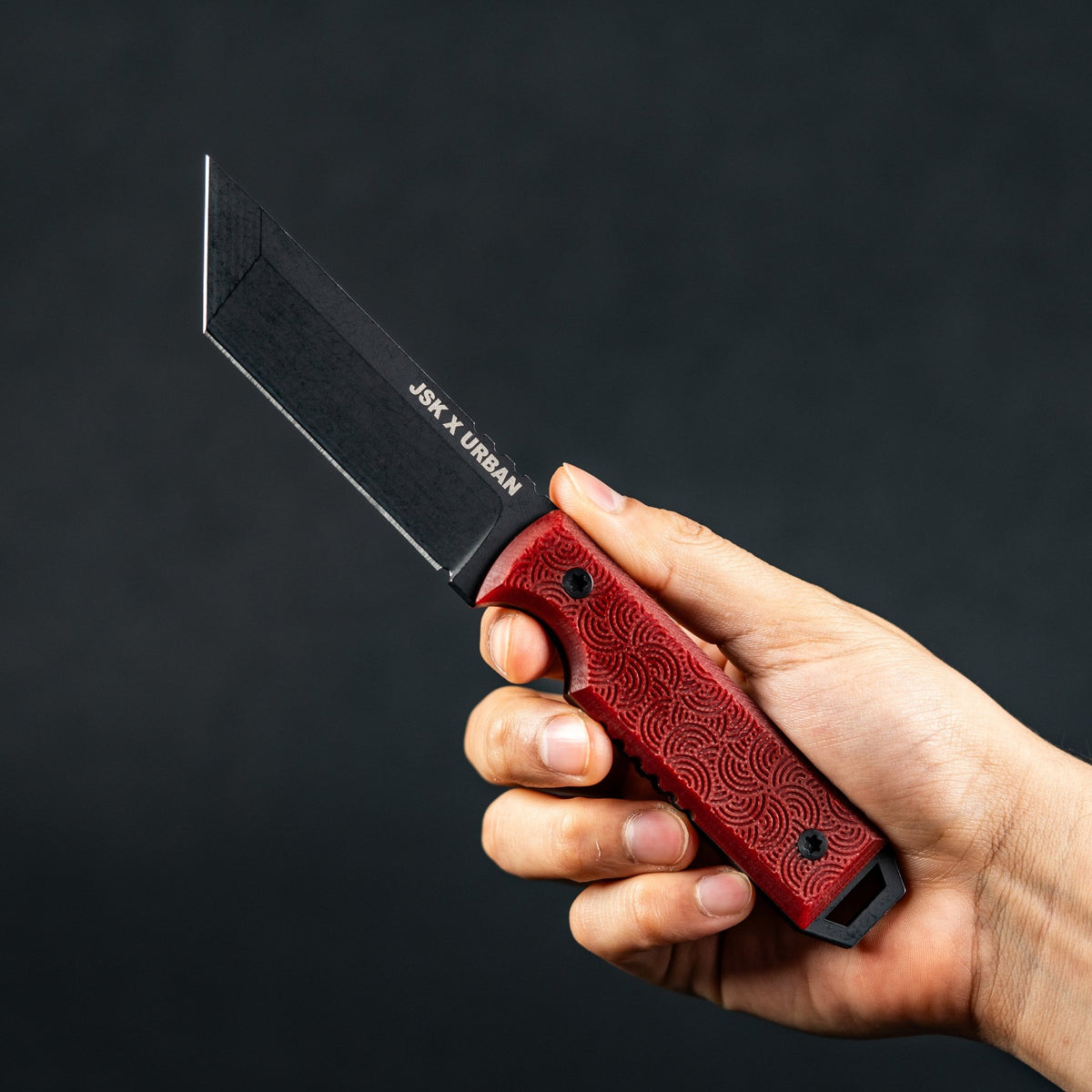 JSK x URBAN Tanto - Black Cerakote Nitro - V & Ruby Red G10 w/ Chaos Seigaiha™ - URBAN EDC®