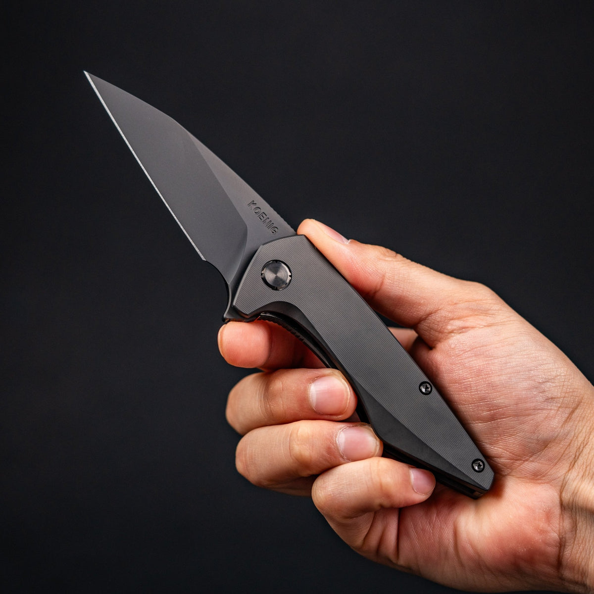 Koenig Mini Goblin Flipper - Black DLC M390 & Black DLC Micro - Milled Titanium - URBAN EDC®