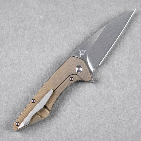 Koenig Mini Goblin Flipper - Brightwashed w/ Polished Flats M390 & Bronze Anodized Titanium w/ Sea Pattern - URBAN EDC®