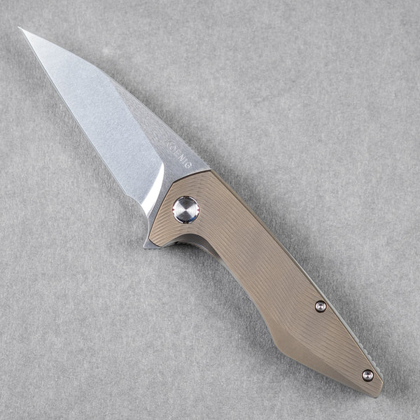 Koenig Mini Goblin Flipper - Brightwashed w/ Polished Flats M390 & Bronze Anodized Titanium w/ Sea Pattern - URBAN EDC®