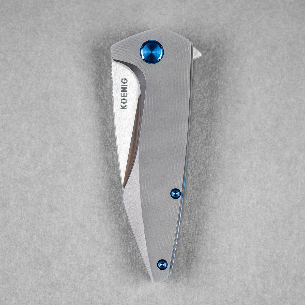 Koenig Mini Goblin Flipper - Brightwashed w/ Polished Flats M390 & Plain Titanium w/ Sea Pattern - URBAN EDC®
